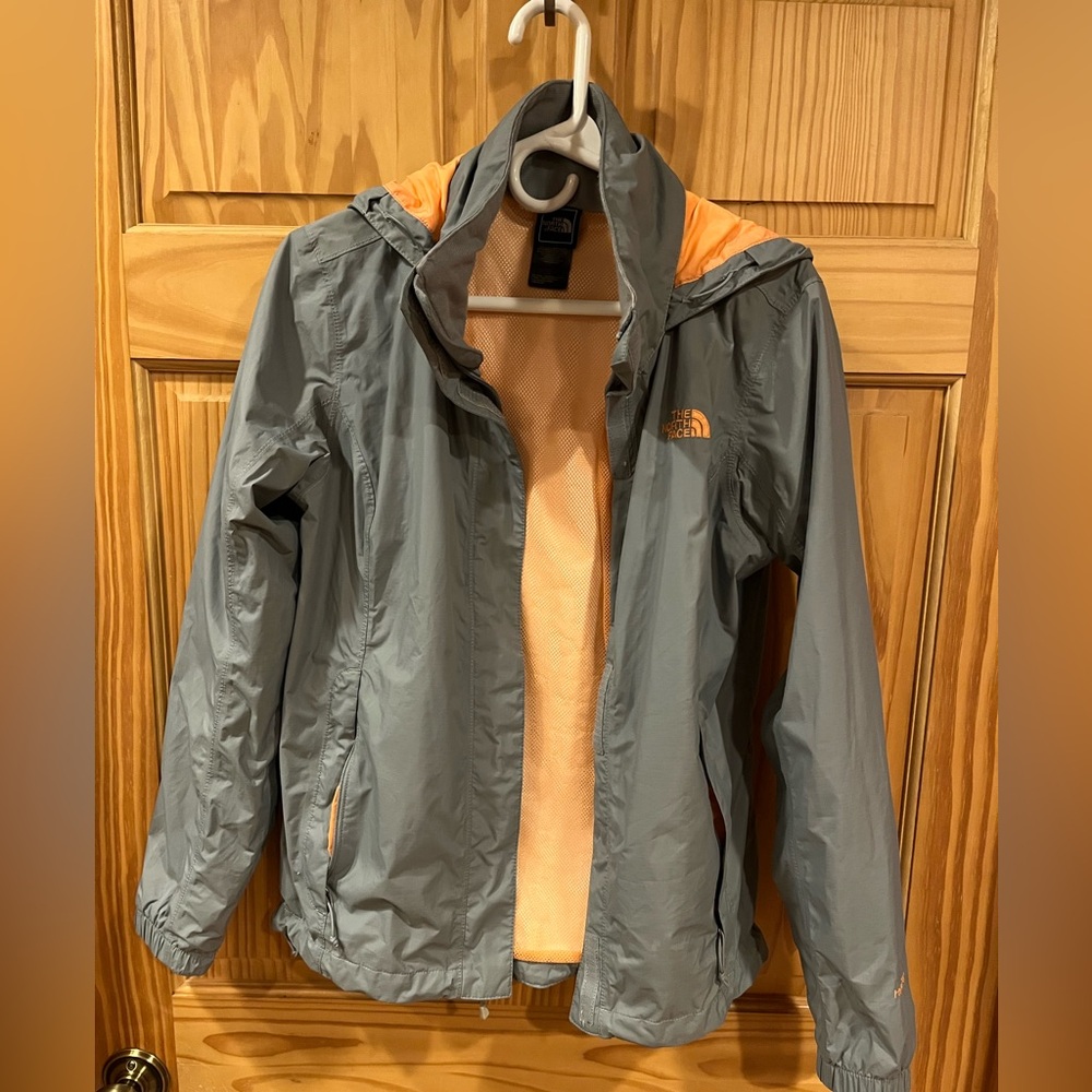 The North Face Gray Jacket with Orange Interior